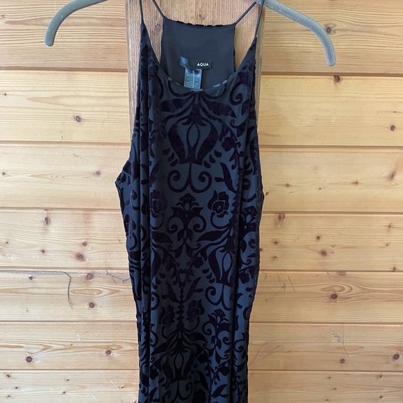 Aqua Black Velvet Print Dress Large - Picture 3 of 8